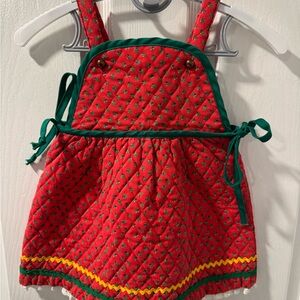 Ruth Scharf Vintage Red, Green and yellow Quilted Kids handmade dress 2T